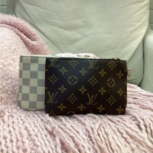 Designer Inspired Monogram & Damier Pochette Duo — Brown and Beige